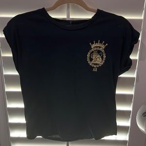 Maje black embroideried logo design muscle tee top